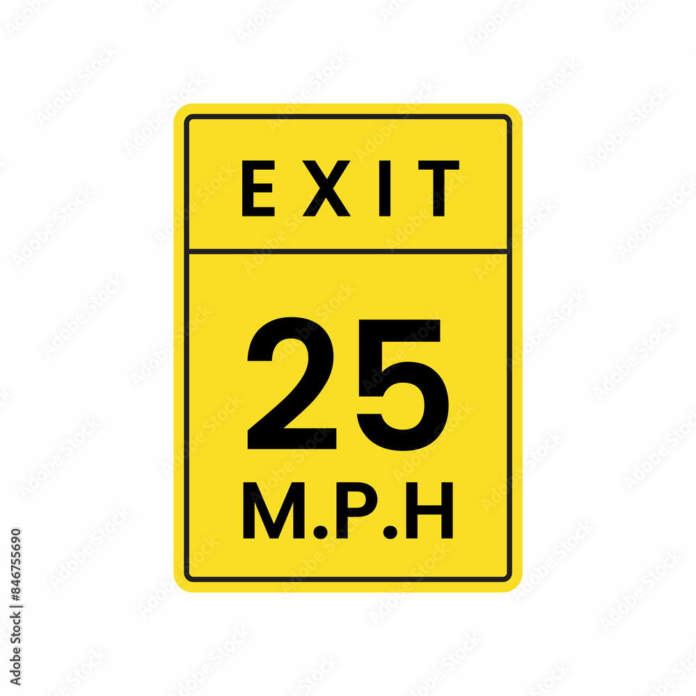 flat illustration of speed limit and exit sign on the road flat illustration of speed limit and exit sign on the road