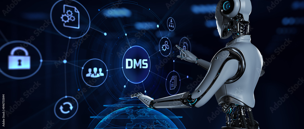 Dms Button DMS Document management system business process automation RPA concept ...