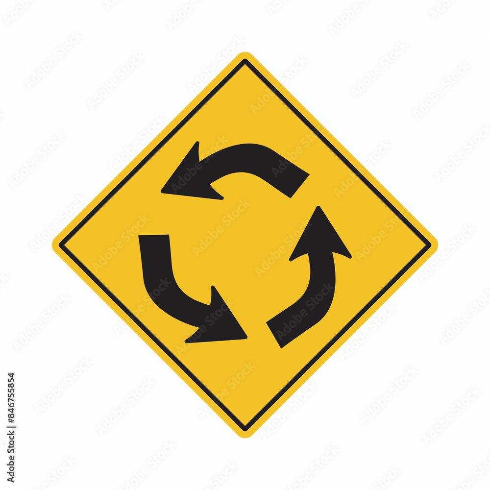 Roundabout traffic road sign flat vector icon Roundabout traffic road sign flat vector icon