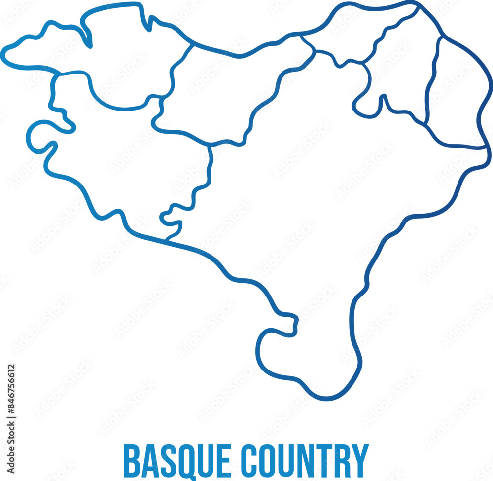 The Basque Country (greater region) with provinces borders simplified map.