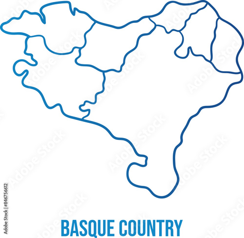 The Basque Country (greater region) with provinces borders simplified map.
