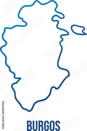 Burgos province in Castile and León, Spain simplified linear map