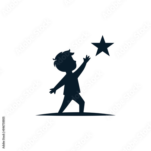 boy reaching dreams hope mission logo vector illustration template design