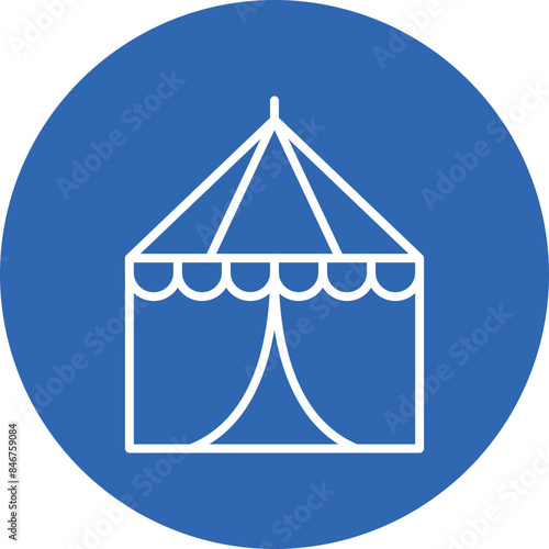 circus tent line circle icon