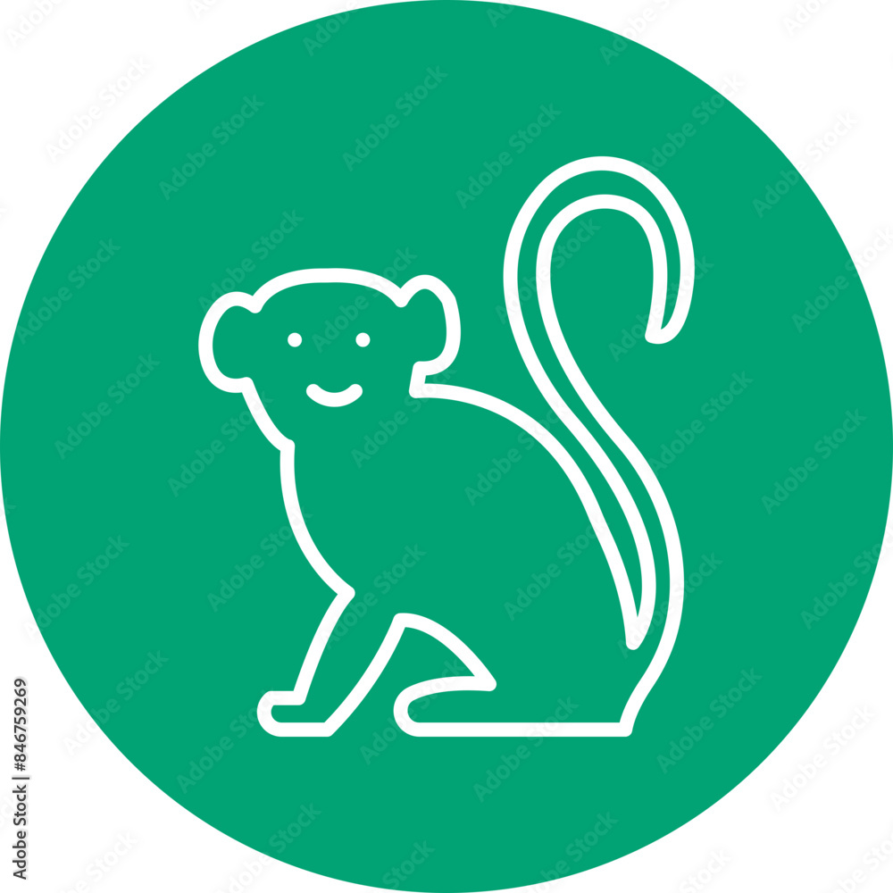 Fototapeta premium Monkey line circle icon