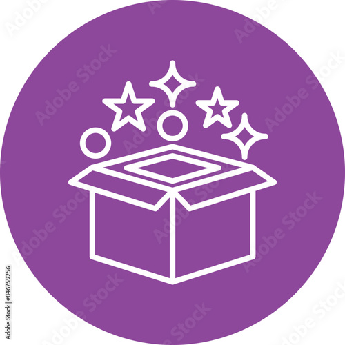 Magic box line circle icon