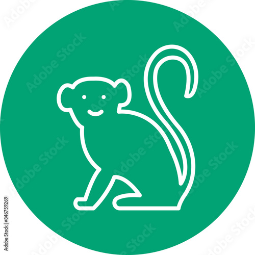 Monkey line circle icon
