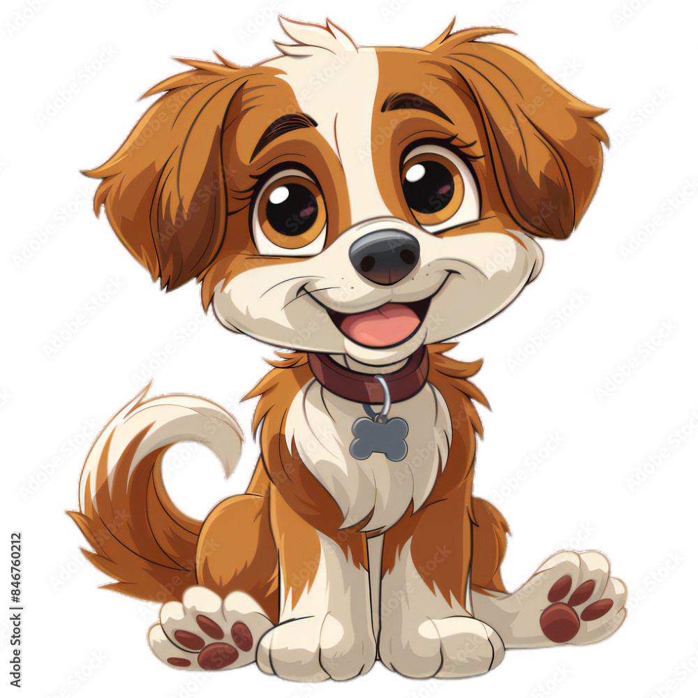 cute cartoon dog, wagging tail, soft brown and beige colors, transparent background, friendly and playful cute cartoon dog, wagging tail, soft brown and beige colors, transparent background, friendly and playful