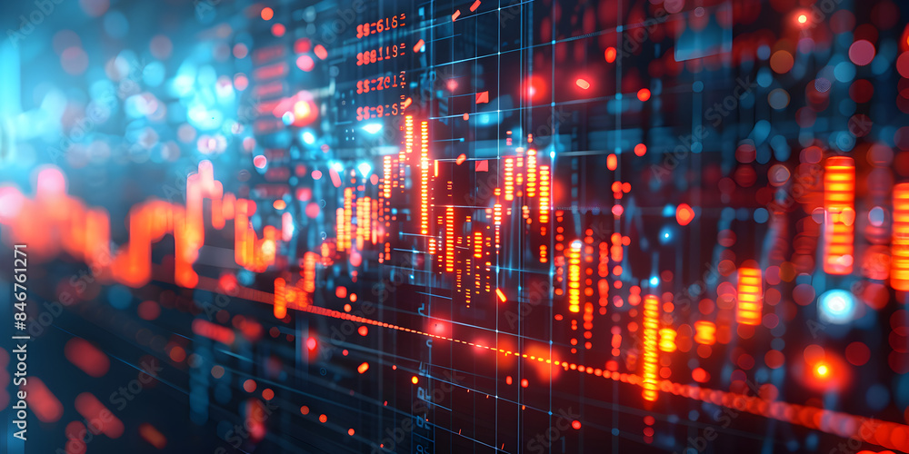 Fototapeta premium 3D Digital background with graph for graphics, data, AI, tech ....