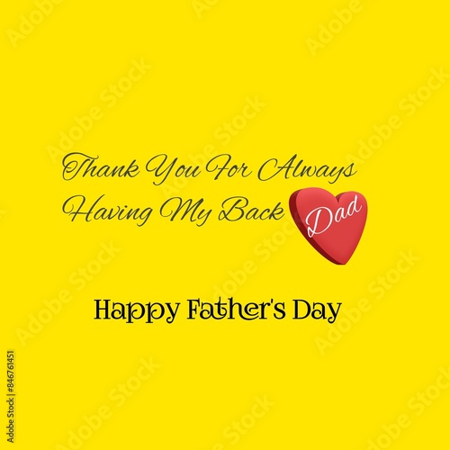 Thank You For Always Having My Back Dad, Happy Father's Day, Show your Dad some love this Father's Day with this heartwarming illustration design with typography lettering