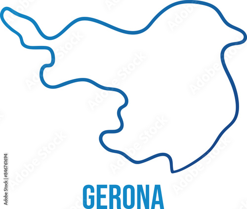 Gerona province of Catalonia simplified blue gradient map photo