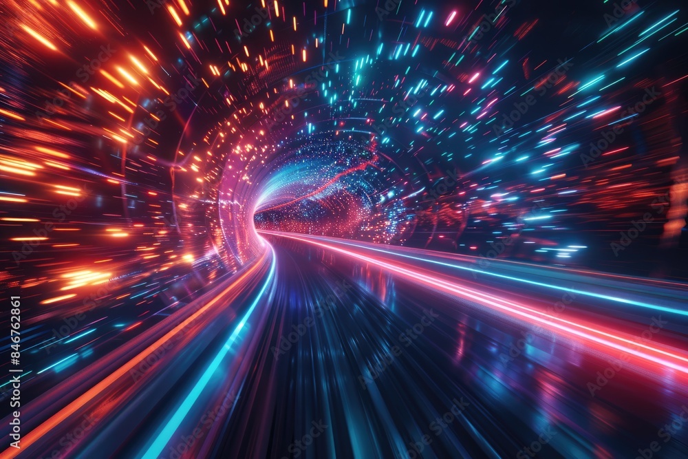 Obraz premium Light trajectory, blurry curves