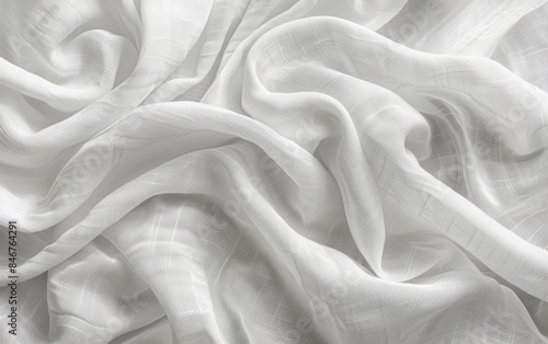 Elegant white fabric with soft folds and delicate texture, perfect for backgrounds, textiles, design projects, or fashion-related visuals.