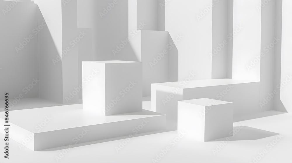 Minimalistic white geometric structures with shadows in a modern, isolated on transparency PNG background, abstract architectural composition. Minimalistic white geometric structures with shadows in a modern, isolated on transparency PNG background, abstract architectural composition.