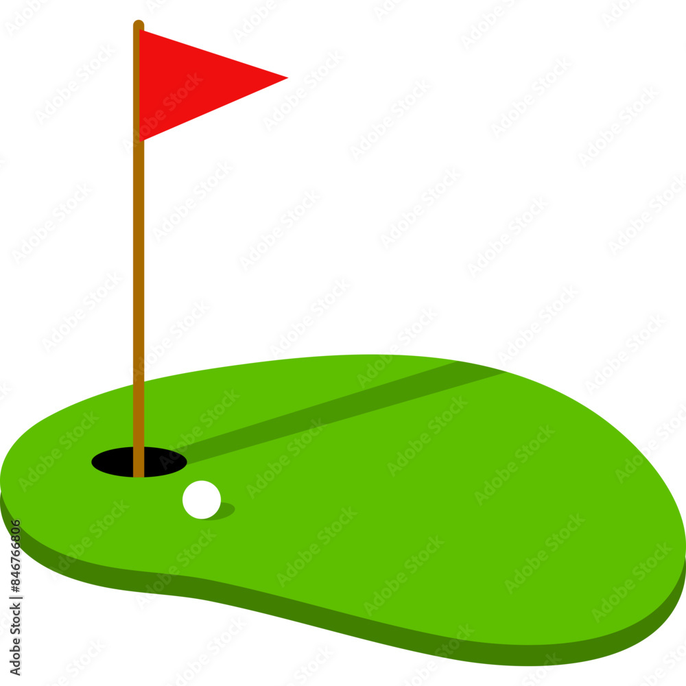 Fototapeta premium Golf Hole With Flag