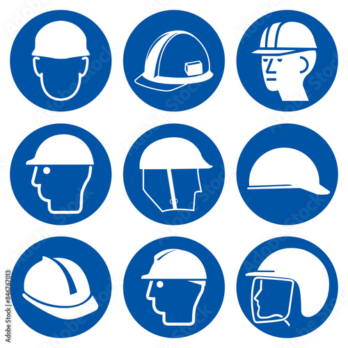 Head Protection Set Symbol Sign,Vector Illustration, Isolated On White Background Label. EPS10
