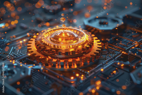 Wallpaper Mural Gears dripping with oil. Low poly style design Geometric background. Modern graphics. Torontodigital.ca