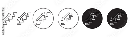 Stairs up, stairs down icon. direction outline icon. Stairway direction information symbol.  design for website design, app, UI, isolated on white background.