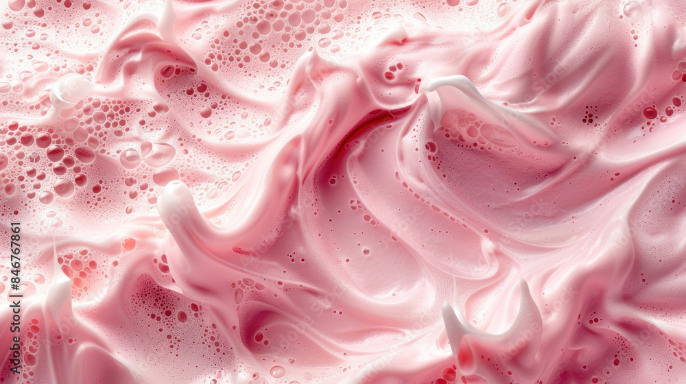 Pink and creamy whipped texture with bubbles. Soft and fluffy foam pattern creating an abstract and visually appealing background. Pink and creamy whipped texture with bubbles. Soft and fluffy foam pattern creating an abstract and visually appealing background.