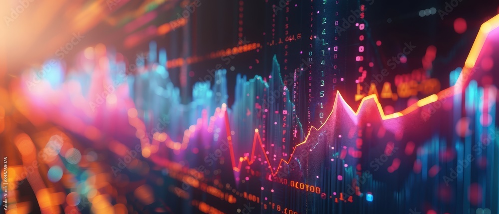 Abstract financial graphs and data with glowing, futuristic elements Abstract financial graphs and data with glowing, futuristic elements