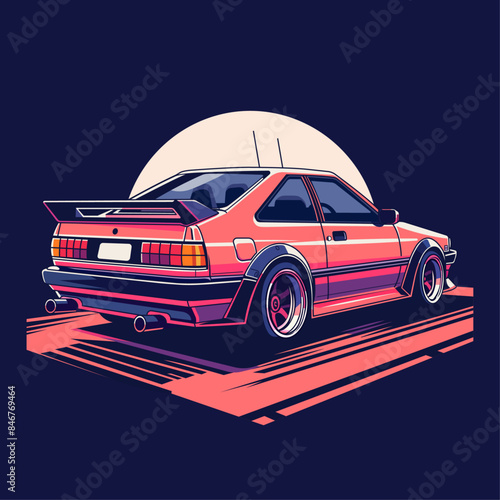 Jdm classic car hachiroku 86 vector illustration