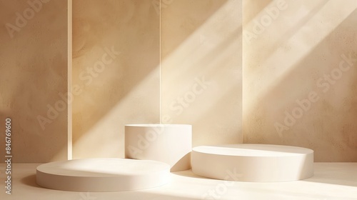  Podium, stand, on pastel light аrchitectural background, Podium, stand, on pastel light аrchitectural background,Premium podium made of paper on pastel background,Modern background platform cylinder 