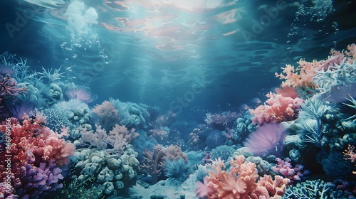 Beautiful underwater scenery with various types of fish and coral reefs Generative AI © Gendar SINURO