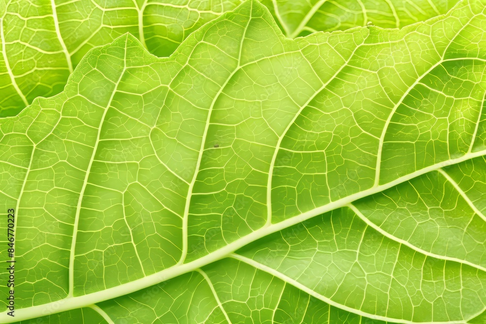 Vibrant green leaf with highlighted veins on clean background, ideal for text overlay Vibrant green leaf with highlighted veins on clean background, ideal for text overlay