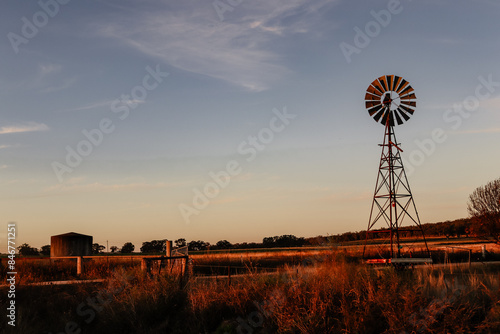 windmill at sunset, rural district of NSW