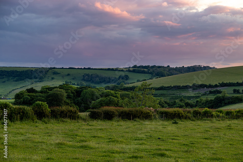 Evening light over the South Downs in Sussex, in early summer photo