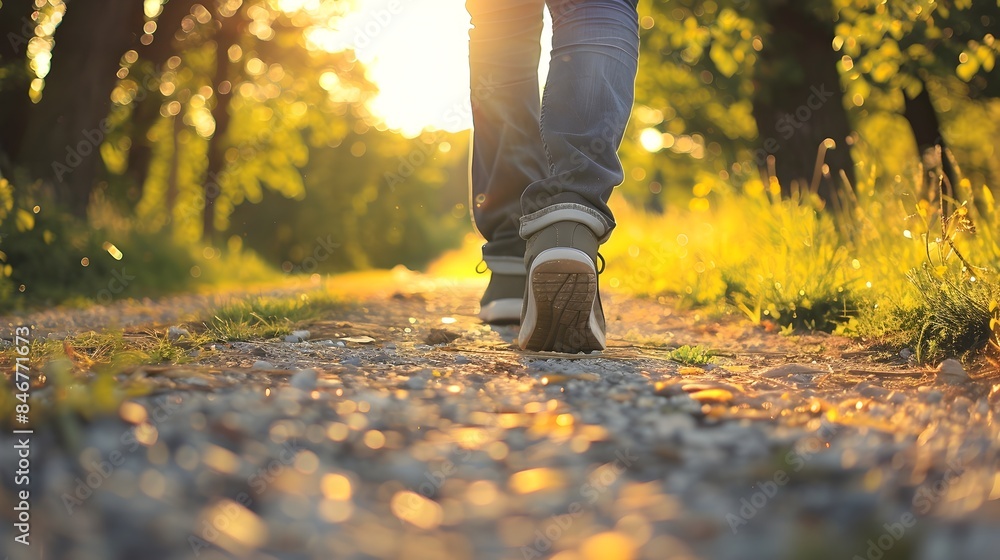 Pursuing a Positive Mindset on a Scenic Forest Path during Golden Hour Pursuing a Positive Mindset on a Scenic Forest Path during Golden Hour