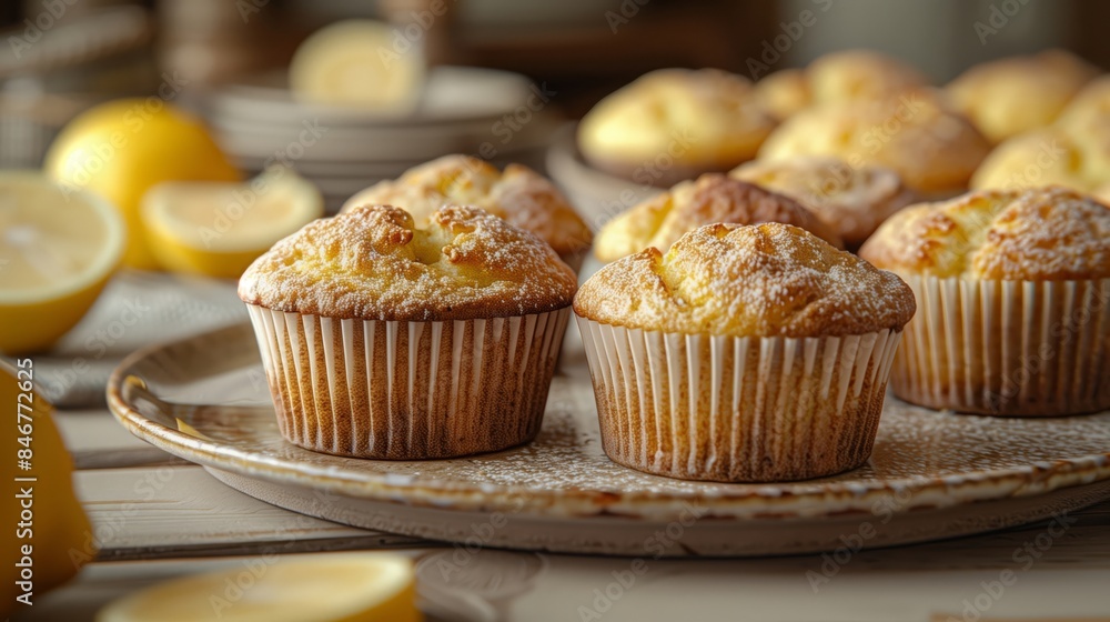 Freshly baked lemon muffins Freshly baked lemon muffins
