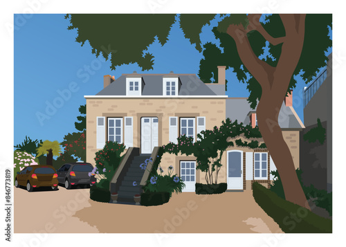 illustration of a house in the background
