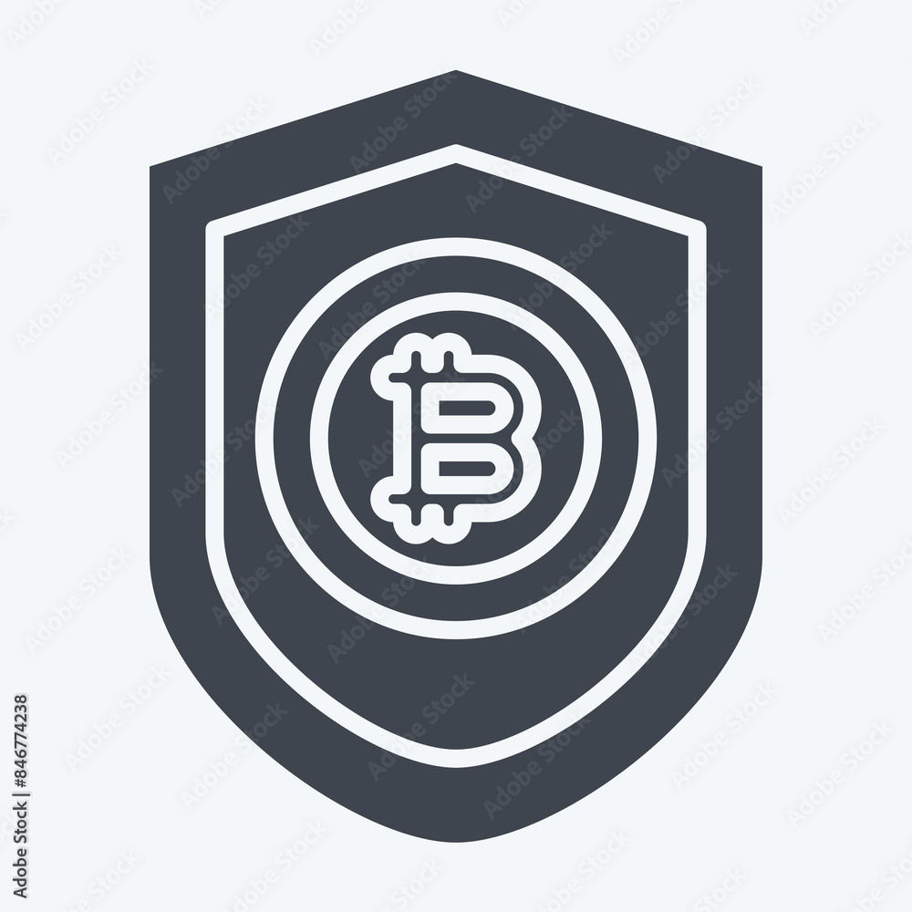 Icon Bitcoin Protection. related to Cryptography symbol. glyph style. simple design illustration Icon Bitcoin Protection. related to Cryptography symbol. glyph style. simple design illustration
