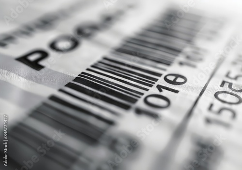 A barcode with the word POST and a number. photo