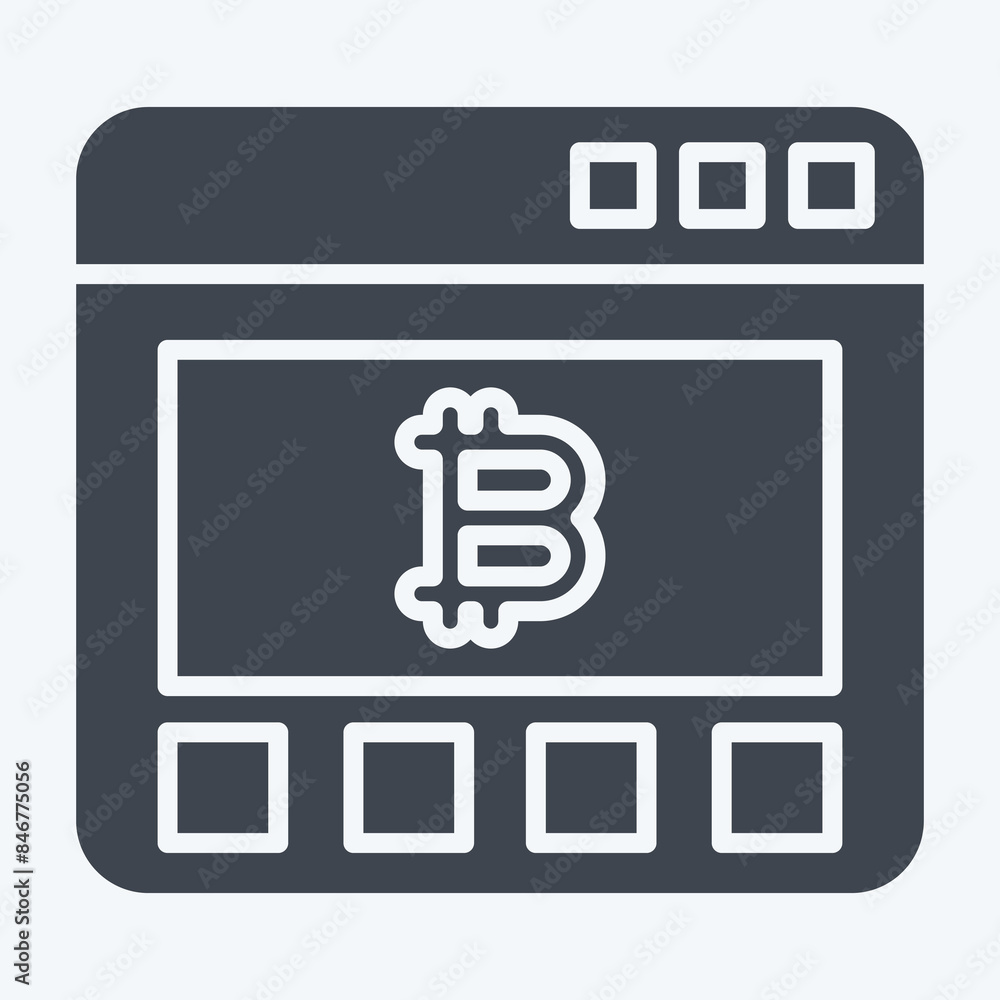 Icon Bitcoin Website. related to Cryptography symbol. glyph style. simple design illustration Icon Bitcoin Website. related to Cryptography symbol. glyph style. simple design illustration