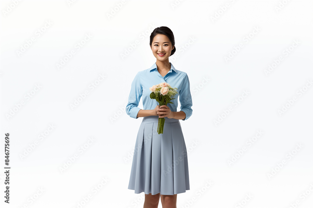 A Woman in Blue Outfit on Isolated Background A Woman in Blue Outfit on Isolated Background