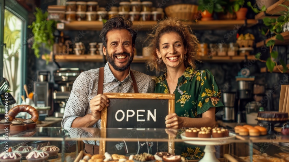 Naklejka premium The bakery owners with 