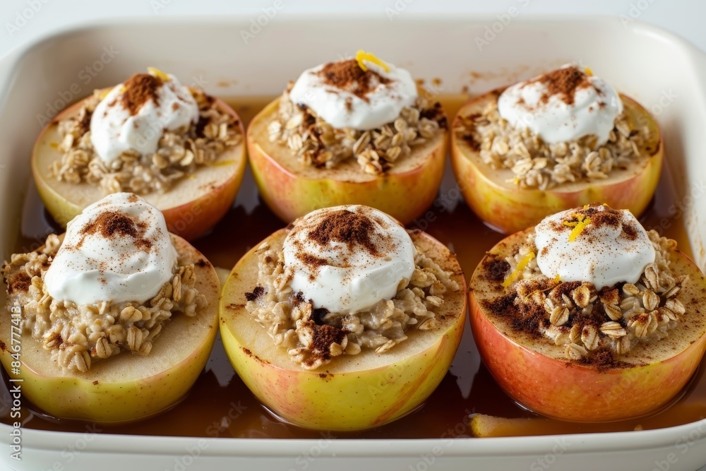 Baked Apples in an Aromatic Oatmeal and Yogurt Broth