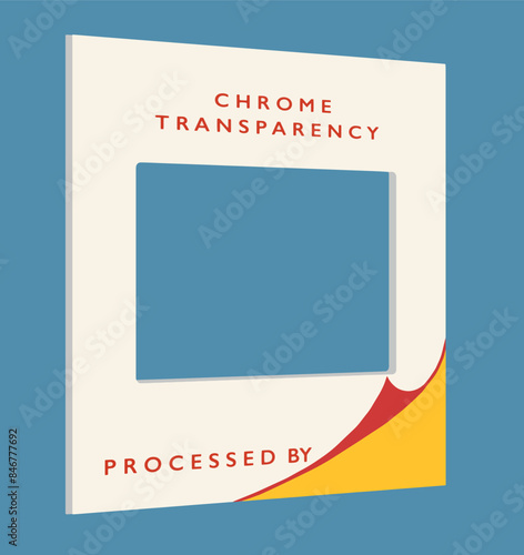 A generic paper 35 mm film transparency for use in slide projectors is seen in this 3-d illustration. . Also this is known as a slide.