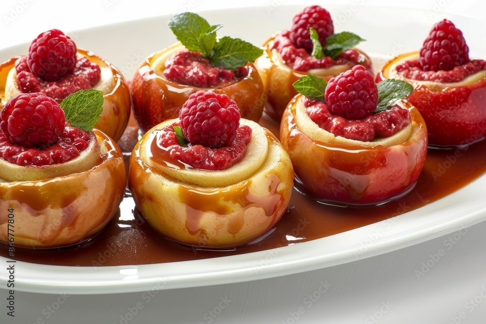 Sweet and Tart Baked Apple Delight with Raspberry Cream Sweet and Tart Baked Apple Delight with Raspberry Cream