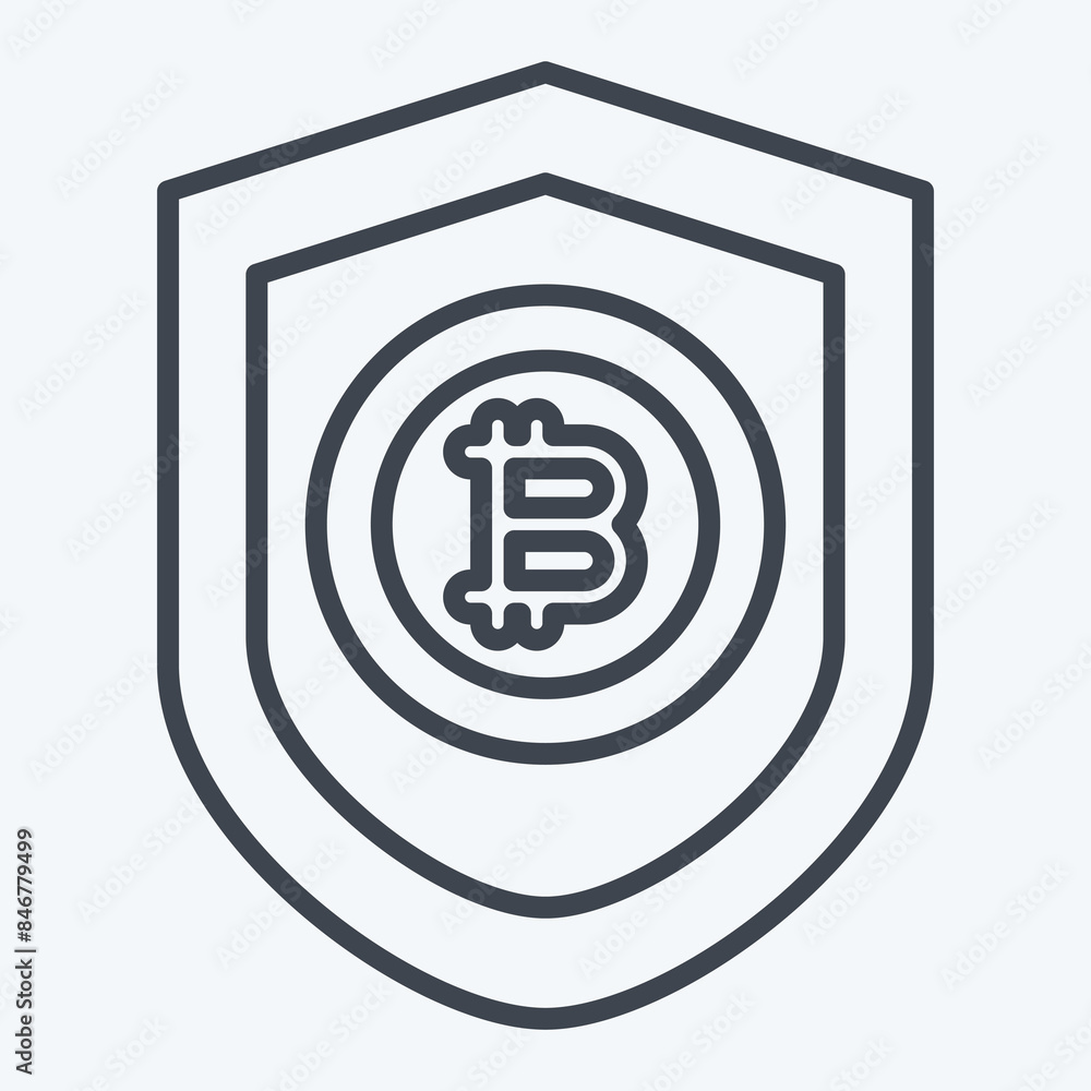 Icon Bitcoin Protection. related to Cryptography symbol. line style. simple design illustration Icon Bitcoin Protection. related to Cryptography symbol. line style. simple design illustration