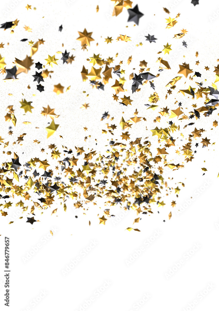 Banner with golden stars decoration. Festive border with falling glitter dust and stars. Banner with golden stars decoration. Festive border with falling glitter dust and stars.