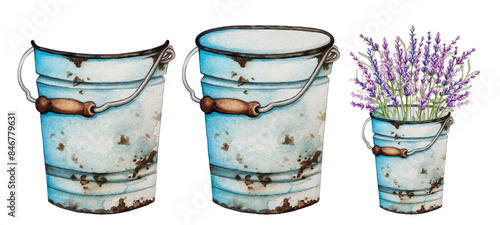 Watercolor Lavender Clipart illustrations set  