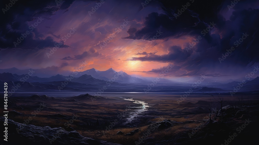 Fototapeta premium sunset in the mountains