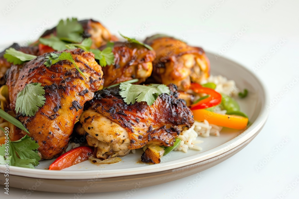 Flavorful Bajan Chicken Dish with a Burst of Flavor and Color