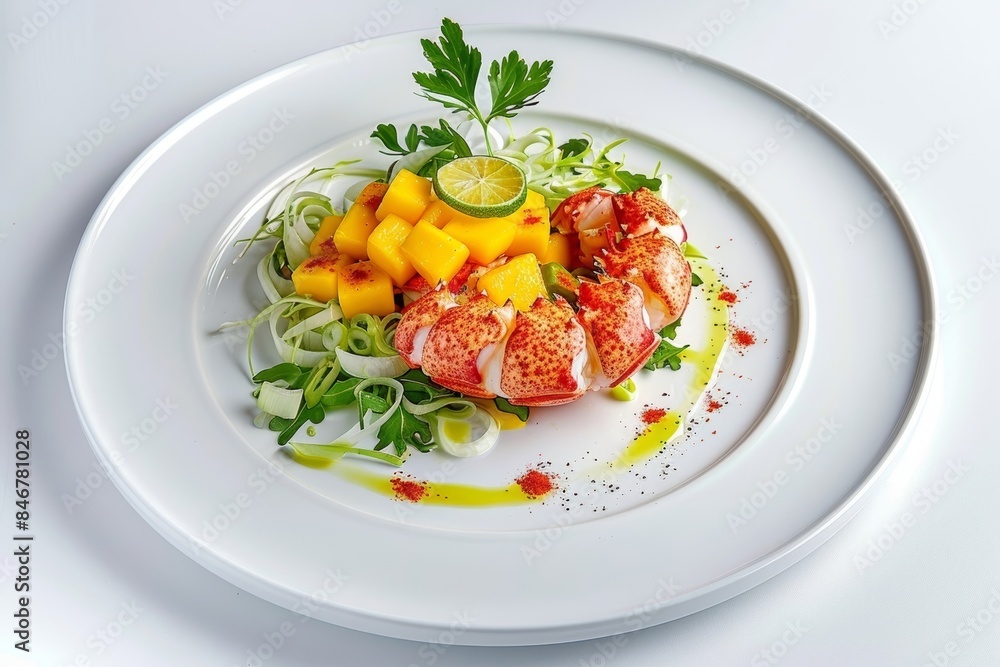 Gourmet Lobster and Mango Salad with Scallions and Greens Gourmet Lobster and Mango Salad with Scallions and Greens