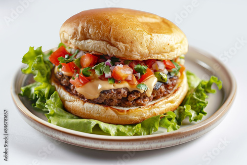 Irresistible Baja Betty Burger with Melted Jack Cheese photo