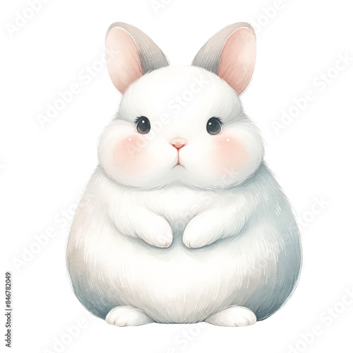 illustrate a chubby rabbit in a simple clipart style reminiscent of watercolor paintings