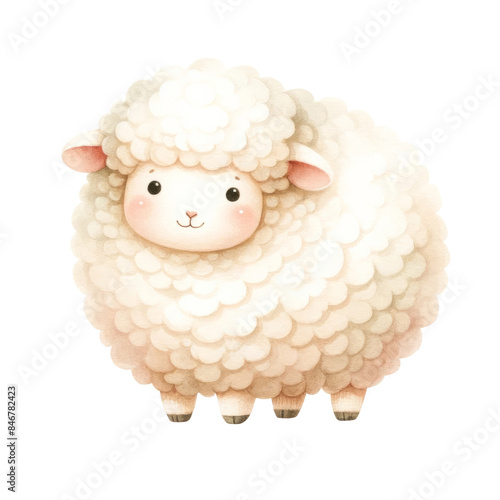 Watercolor Fluffy and cute sheep for use as a teaching and learning media for kids perfect for children nursery art.